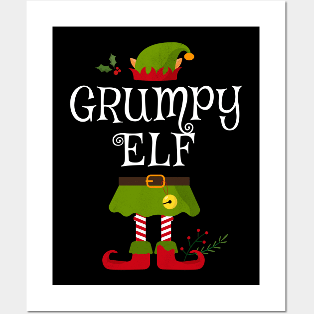 Grumpy Elf Shirt , Family Matching Group Christmas Shirt, Matching T Shirt for Family, Family Reunion Shirts Wall Art by bkls